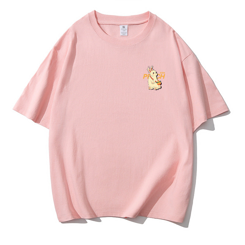 Peachy Soda Bunny Casual Couple Cotton T-shirts