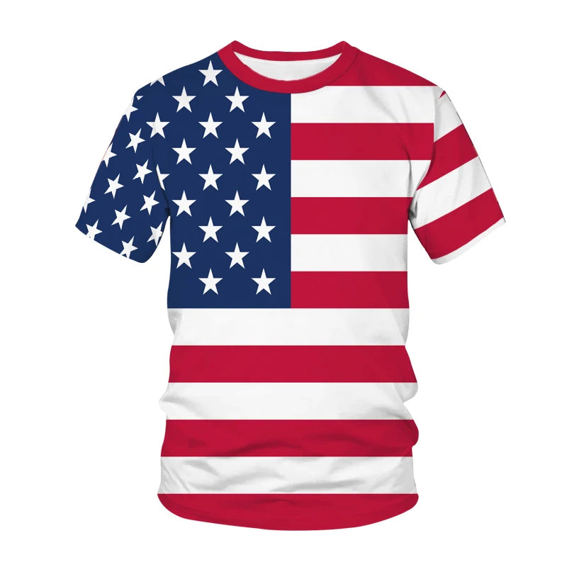 USA American Flag 3D Printed T-Shirts Men Women Fashion Streetwear Oversized Short Sleeve T Shirt Girl Tees Tops Woman Clothing