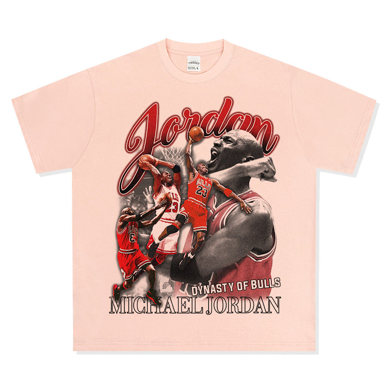 Retro Micheal Jordan print long-sleeved and short-sleeved shirt