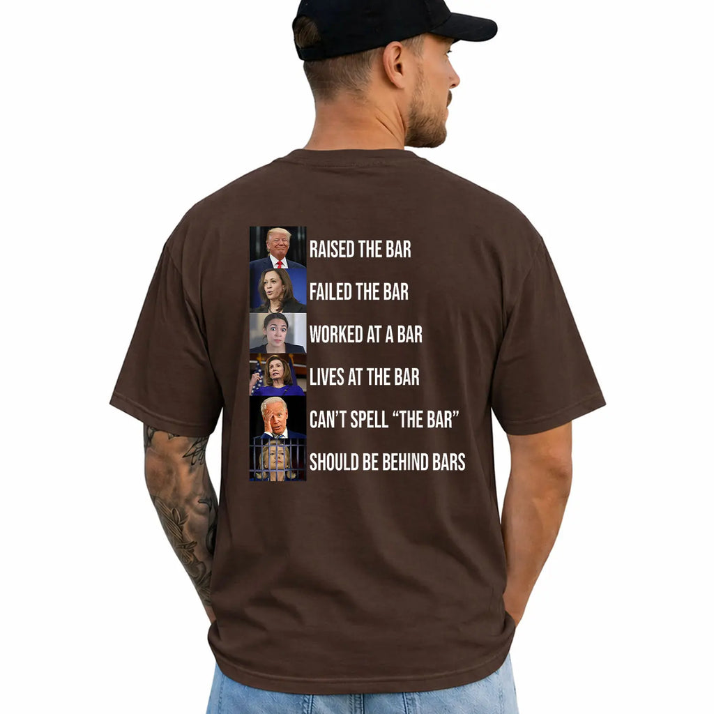Trump Raised the Bar Failed the Bar T-Shirt, Short Sleeve Printed Graphic Shirt, Daily Casual Cotton Menswear