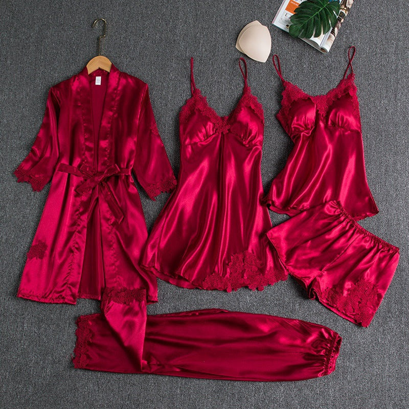 Silk Pajamas set with Chest Pads for Women