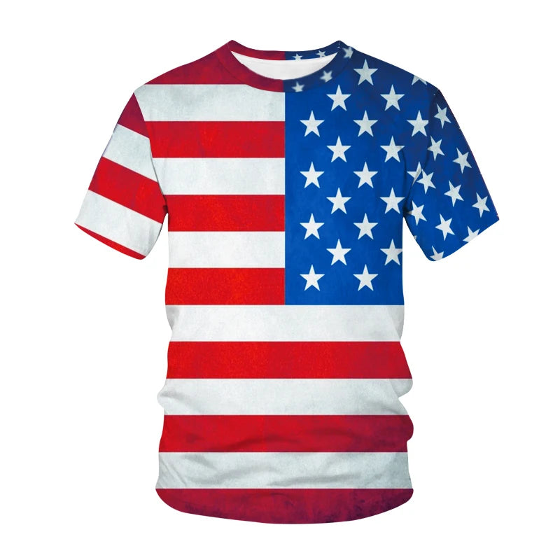 USA American Flag 3D Printed T-Shirts Men Women Fashion Streetwear Oversized Short Sleeve T Shirt Girl Tees Tops Woman Clothing