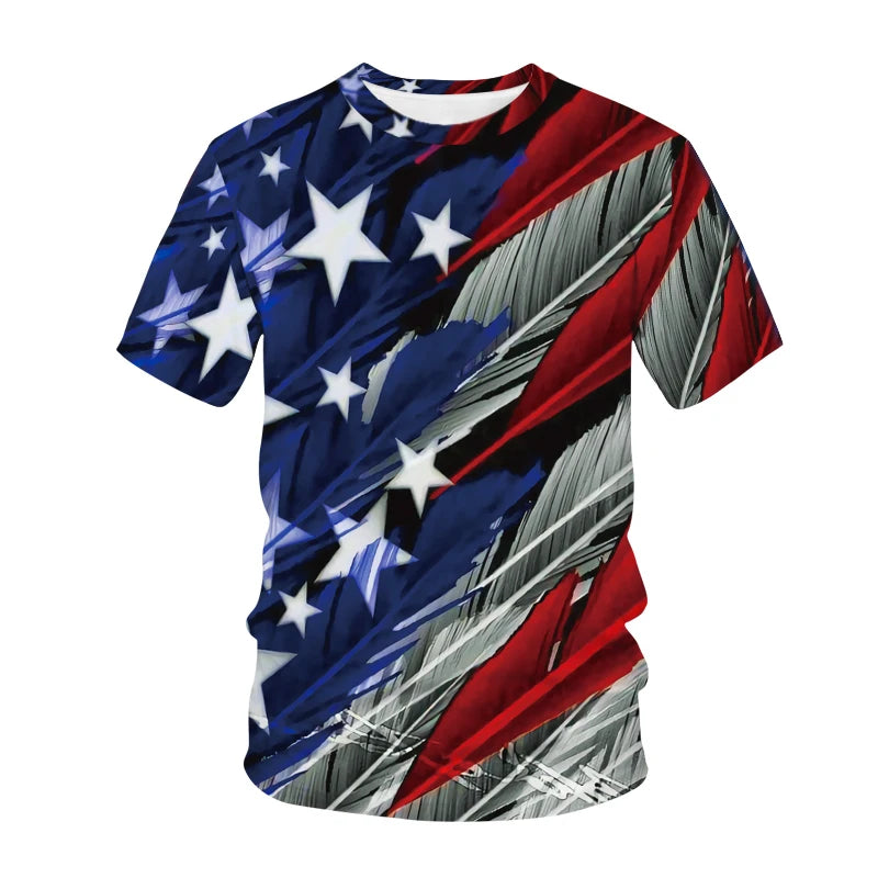 USA American Flag 3D Printed T-Shirts Men Women Fashion Streetwear Oversized Short Sleeve T Shirt Girl Tees Tops Woman Clothing