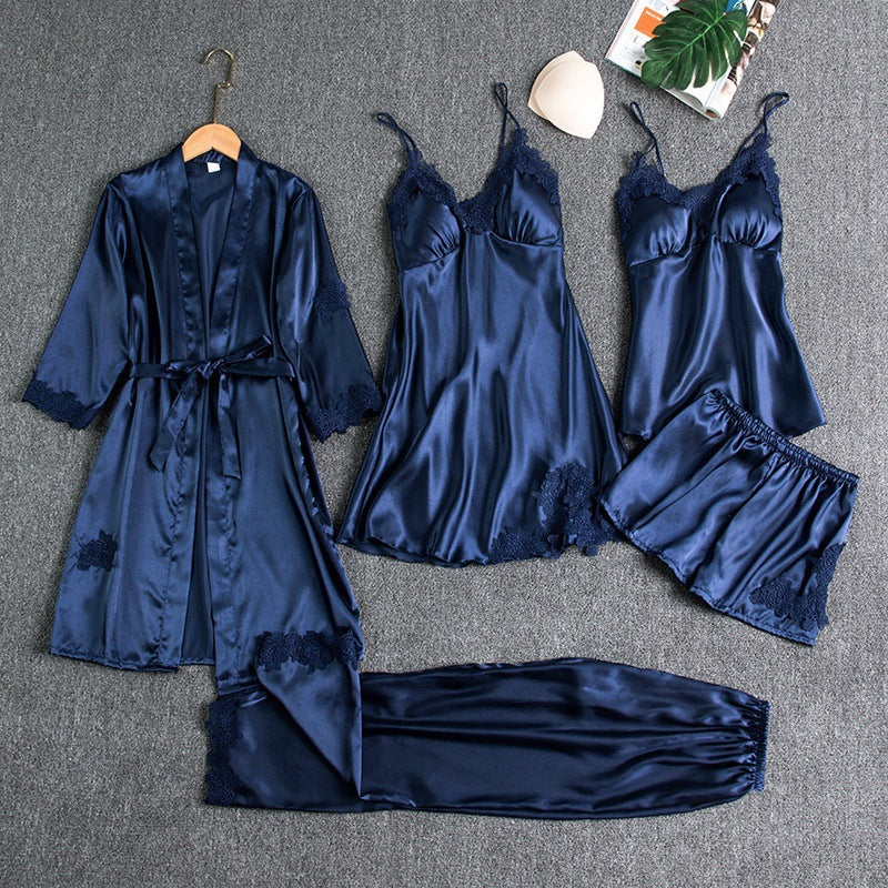 Silk Pajamas set with Chest Pads for Women