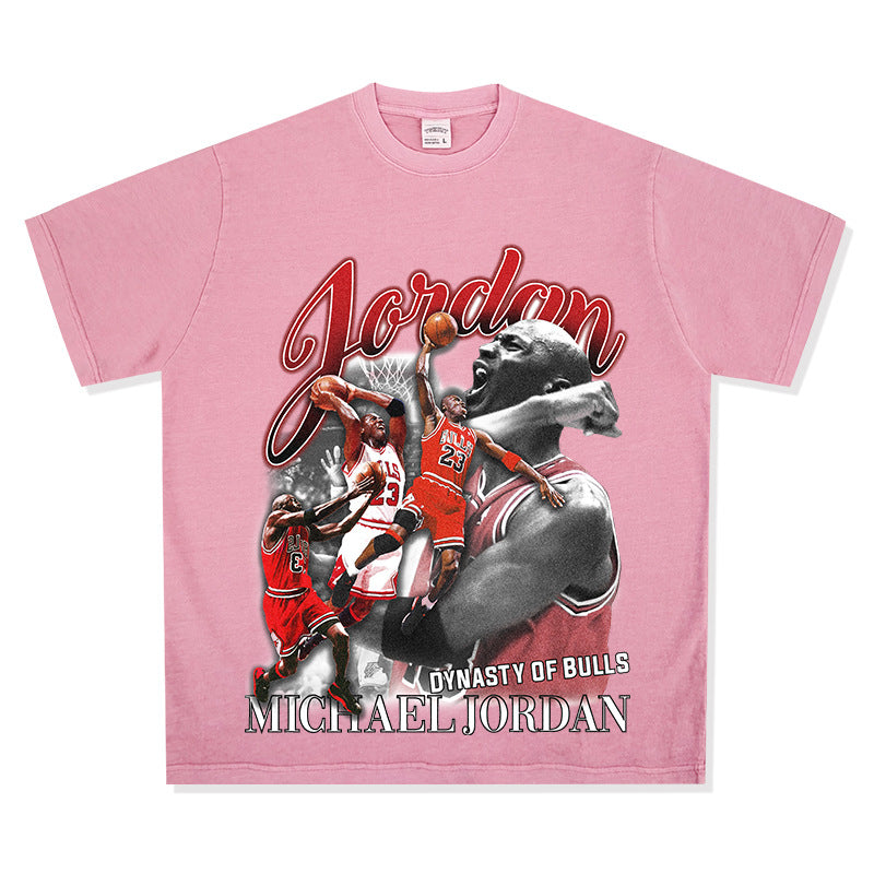 Retro Micheal Jordan print long-sleeved and short-sleeved shirt
