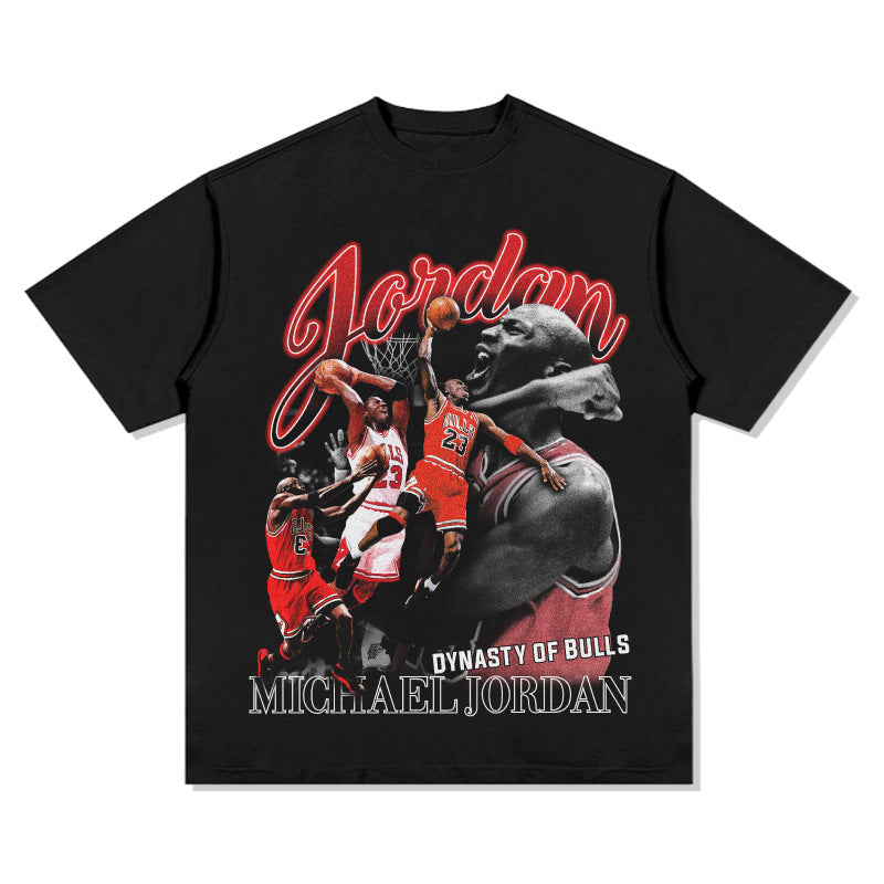 Retro Micheal Jordan print long-sleeved and short-sleeved shirt