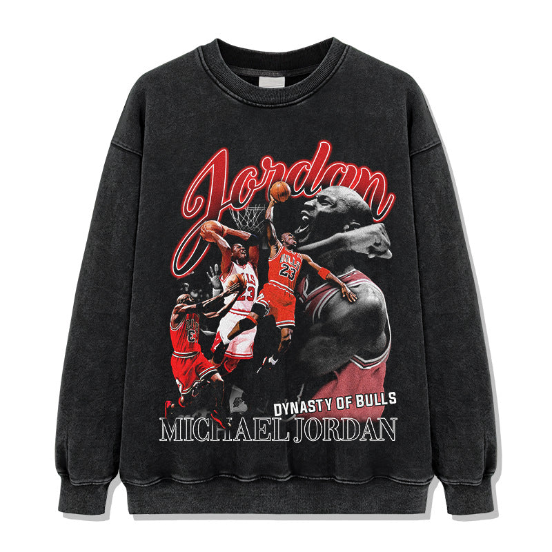 Retro Micheal Jordan print long-sleeved and short-sleeved shirt