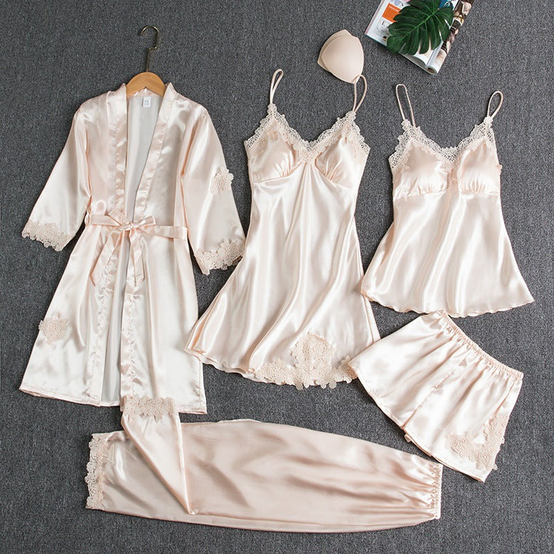Silk Pajamas set with Chest Pads for Women