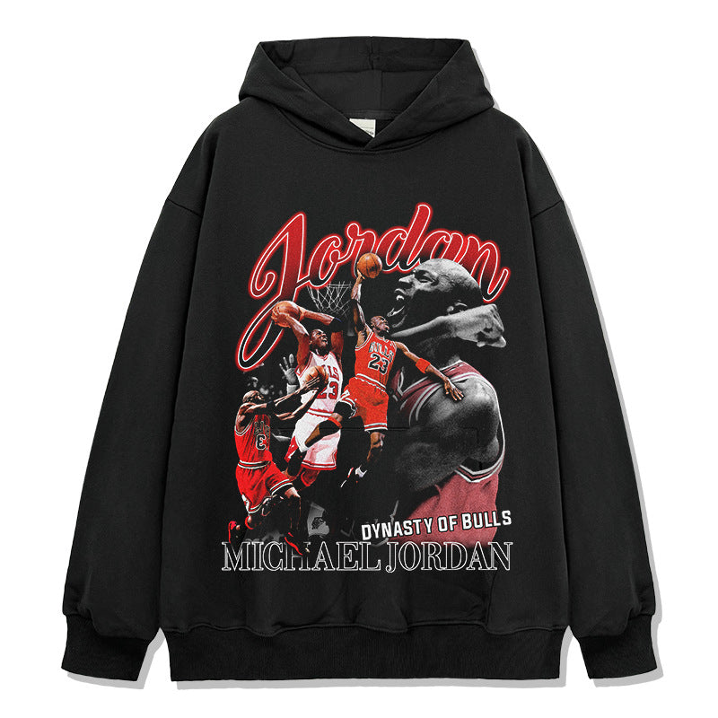 Retro Micheal Jordan print long-sleeved and short-sleeved shirt