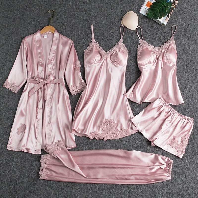 Silk Pajamas set with Chest Pads for Women