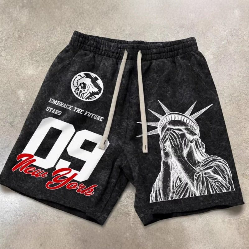 Street Hip-Hop Statue of Liberty Printed Shorts