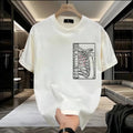 Skeletal Design Men's Breathable Pure Cotton T-Shirt with Geometric Print
