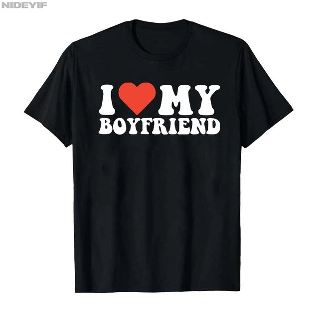 Couples I Love my boyfriend/girlfriend cotton T-shirt