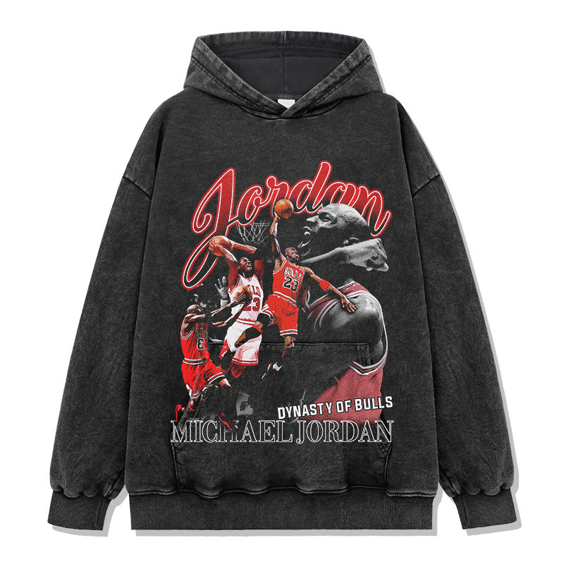 Retro Micheal Jordan print long-sleeved and short-sleeved shirt