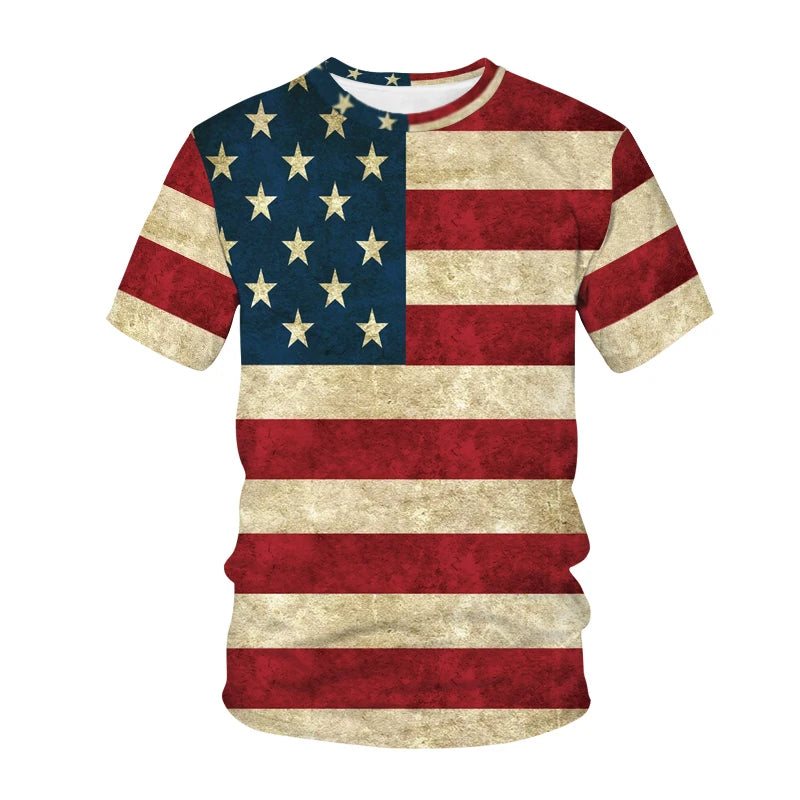 USA American Flag 3D Printed T-Shirts Men Women Fashion Streetwear Oversized Short Sleeve T Shirt Girl Tees Tops Woman Clothing