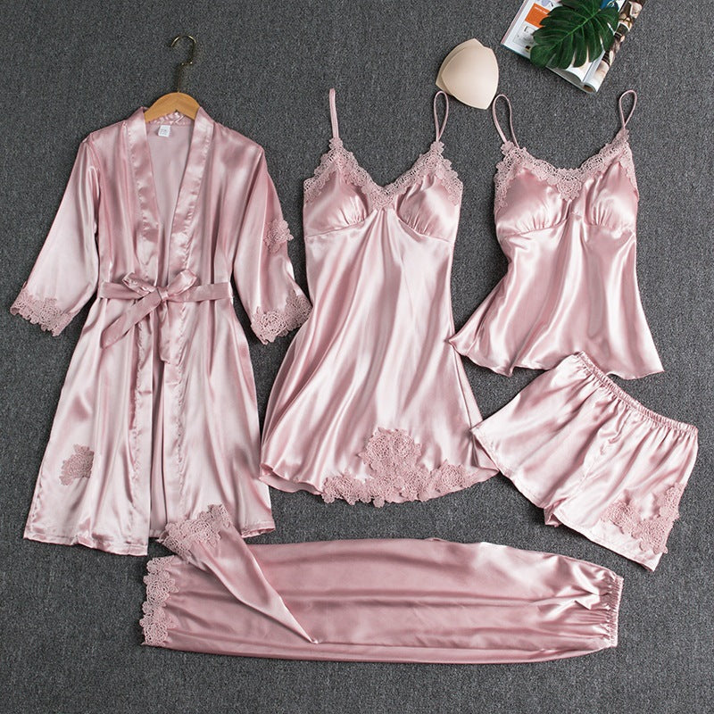 Silk Pajamas set with Chest Pads for Women