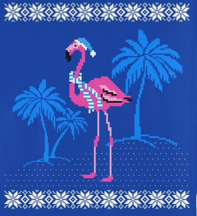 Mens Flamingo Winter Ugly Christmas Sweater Long Sleeve T Shirt
