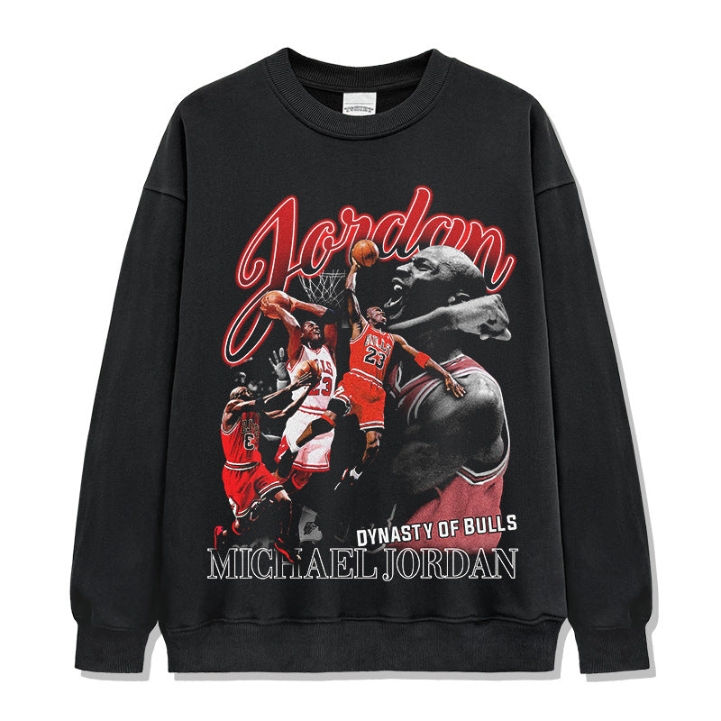Retro Micheal Jordan print long-sleeved and short-sleeved shirt
