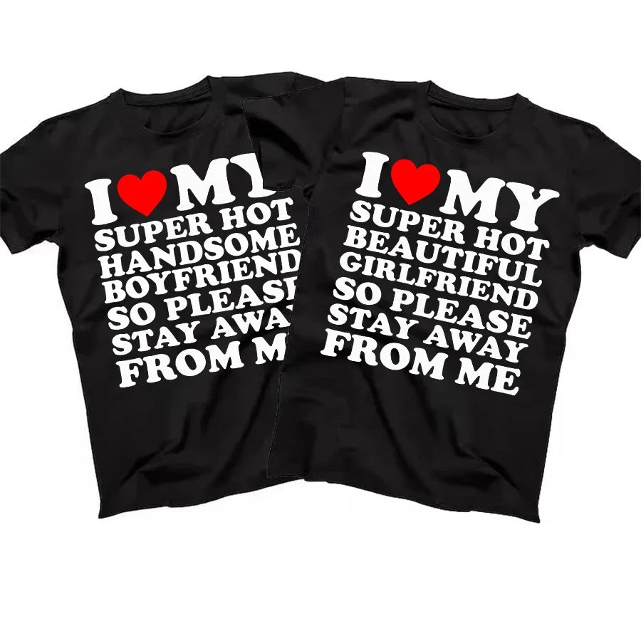Couples I Love my boyfriend/girlfriend cotton T-shirt