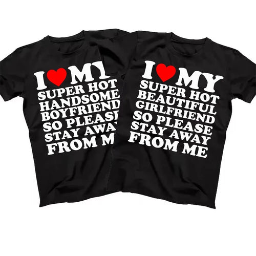 Couples I Love my boyfriend/girlfriend cotton T-shirt