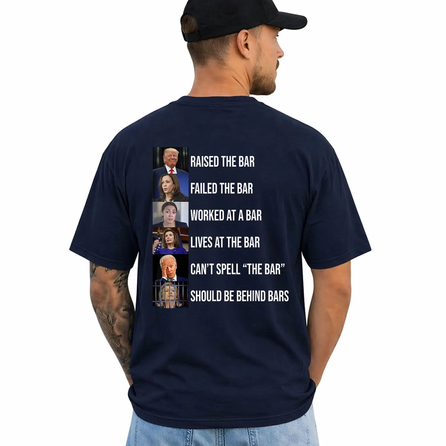 Trump Raised the Bar Failed the Bar T-Shirt, Short Sleeve Printed Graphic Shirt, Daily Casual Cotton Menswear