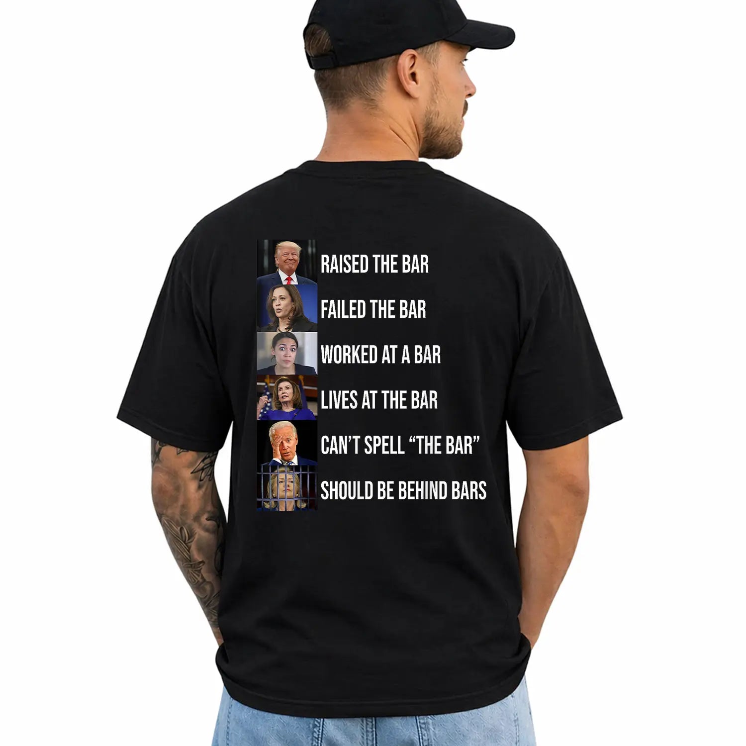 Trump Raised the Bar Failed the Bar T-Shirt, Short Sleeve Printed Graphic Shirt, Daily Casual Cotton Menswear