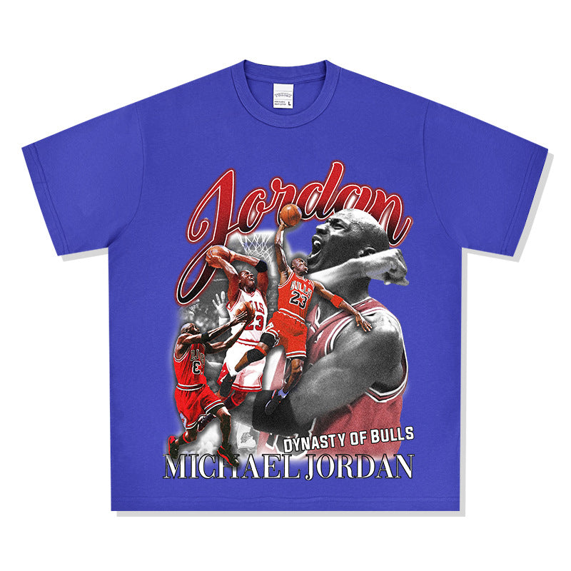 Retro Micheal Jordan print long-sleeved and short-sleeved shirt