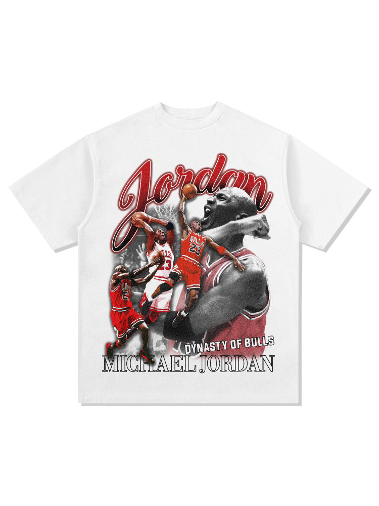 Retro Micheal Jordan print long-sleeved and short-sleeved shirt