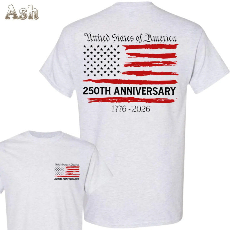 USA 250th Anniversary Cotton T-Shirt with a flag