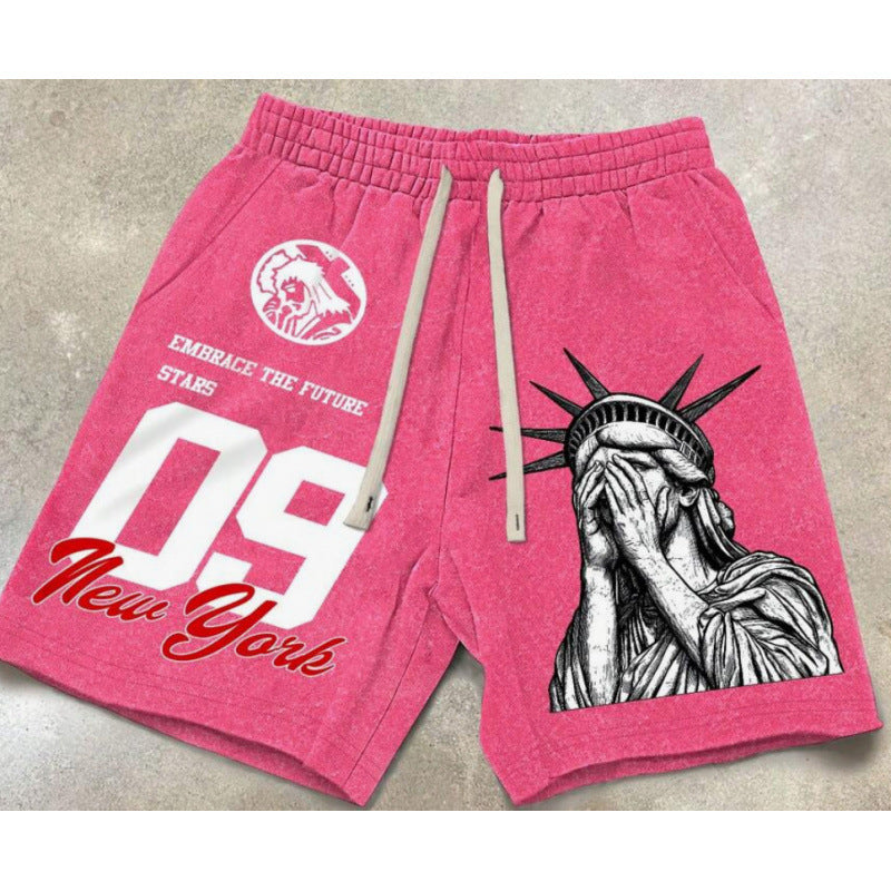 Street Hip-Hop Statue of Liberty Printed Shorts