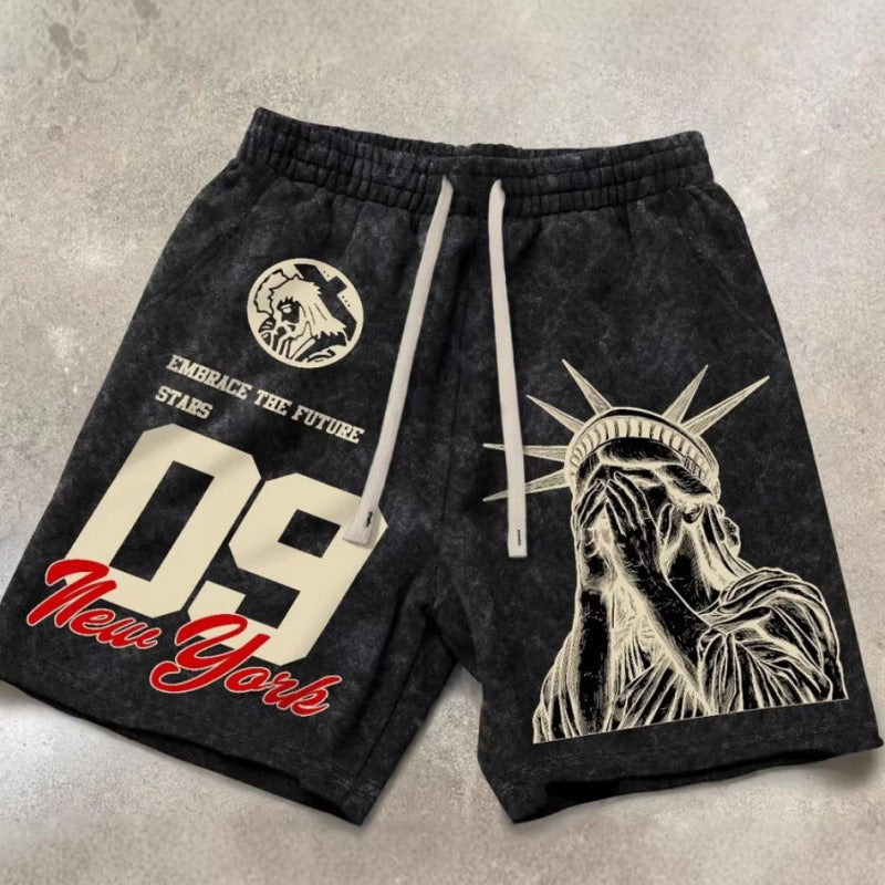 Street Hip-Hop Statue of Liberty Printed Shorts