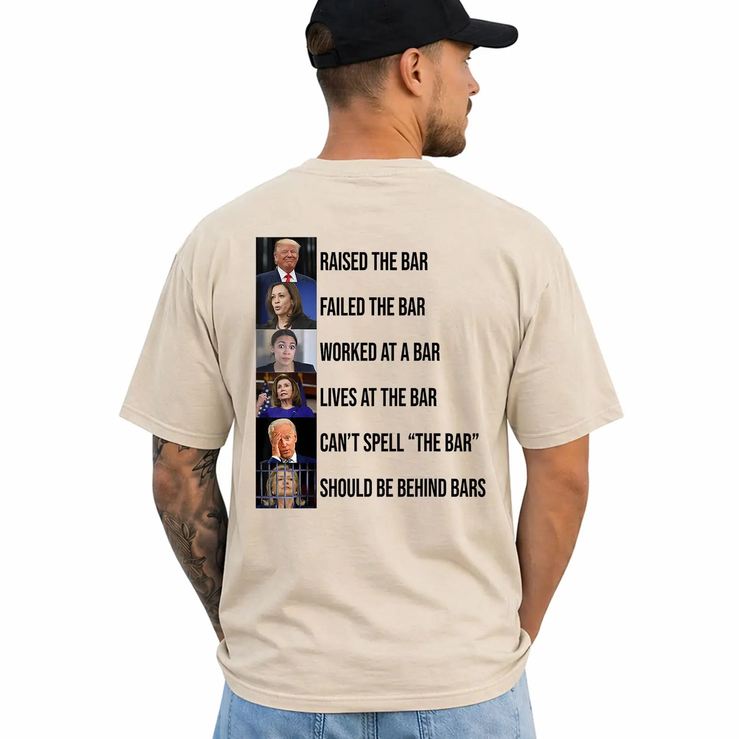 Trump Raised the Bar Failed the Bar T-Shirt, Short Sleeve Printed Graphic Shirt, Daily Casual Cotton Menswear