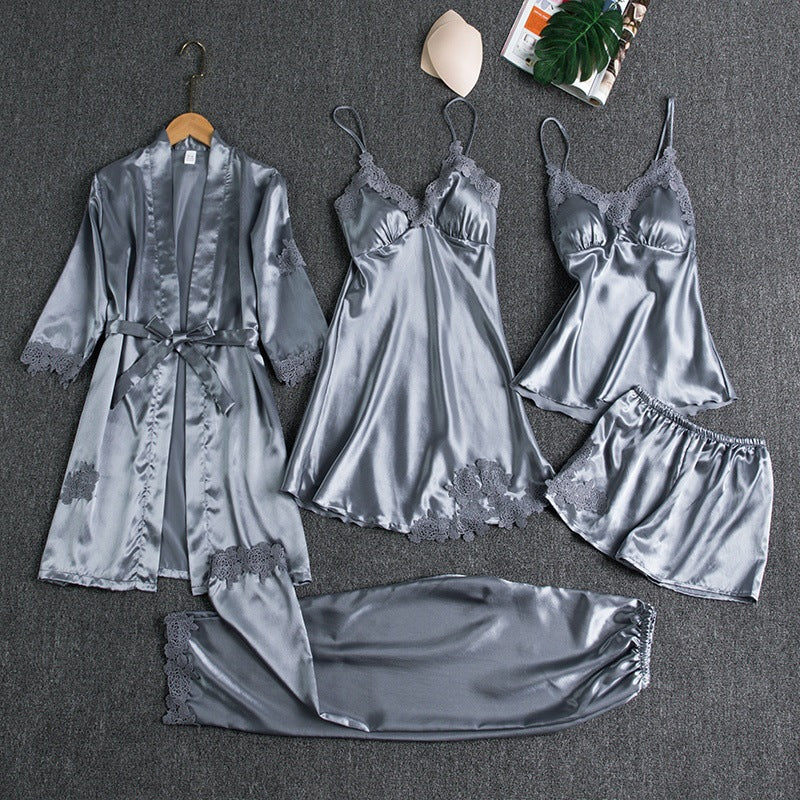 Silk Pajamas set with Chest Pads for Women